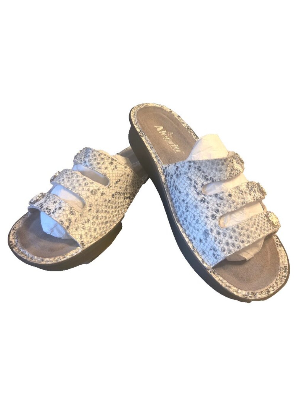 Alegria Women's Fio White Snake Skin Leather Sandals Size EUR 40 US 9.5